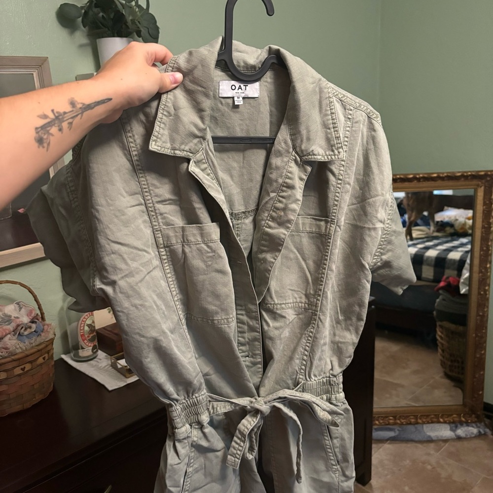 Grey green jumper romper
